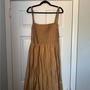 Tan Spaghetti Strap Dress with Cut-Out Back